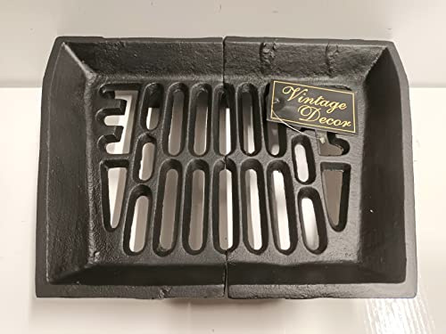 VD® Premium Baxi Burnall Fire Bottom Replacement Cast Iron 2 Part Grate Heavy Duty Suitable for 16 Inch Baxi Fire Ready Painted in Heat Resistant Matt Black Paint to 700 ℃ Heavy Weight 4.6kg