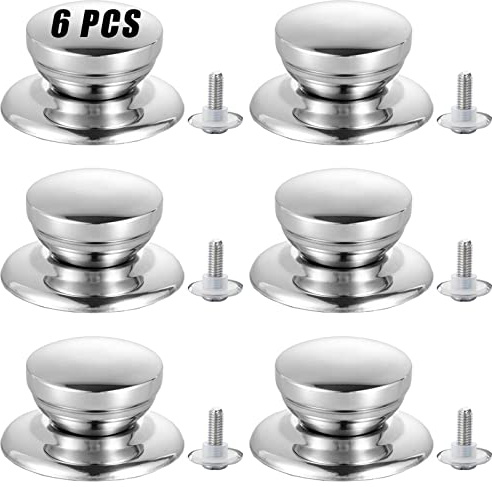 Ersatz-Topfdeckelgriffe 6 Stück Topf Griff Topf Knopf Edelstahl Pfannendeckel Topfknopf Topfdeckelgriffe Ersatzdeckelknöpfe Deckelgriff Universal mit Schrauben für Bratpfanne Topfdeckelgriffe Knöpfe