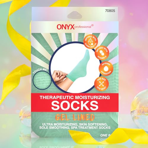 Onyx Professional Reusable Gel Moisturizing Socks for Dry Feet, One Pair