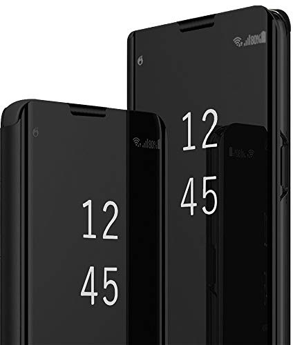 2Buyshop für Samsung Galaxy A53 Hülle Leder Klappbar Flip Original Clear View Spiegel Tasche 360 Grad Stoßfest Lederhülle mit Standfunktion Mirror Case Handyhülle für Samsung A53 5G Case Cover