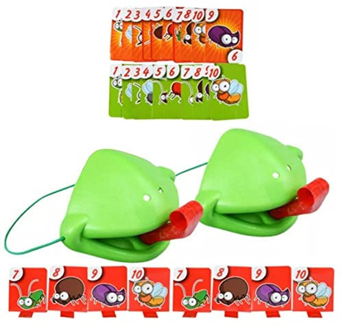 Wudaizhi Frog Mouth Take Card Tongue Tic Tongue Funny Board Game for Family Party Toy Be Quick to Lick Cards Toy Set