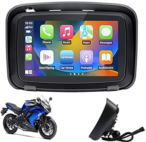 Navigatore Moto Wireless CarPlay + Android Auto, Navigazione GPS Impermeabile Con Touch Screen Da 5, Vivavoce Bluetooth, Posizionamento Preciso, Mappa In Tempo Reale, HiFi, FM