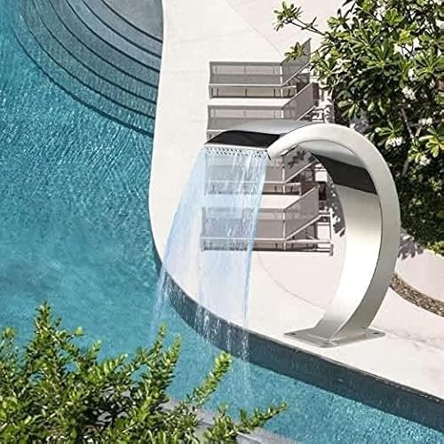 ALSUP Wasserfall-Pool-Brunnen Edelstahl rechteckig Garten-Pool-Brunnen für in Boden-Pools Blatt im Freien Pool-Brunnen,80x50cm