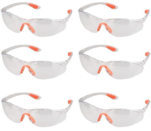 HXMJIED 6 Pcs Eye Protection Glasses, Transparent White Safety Goggles,Protective Equipment Security Glasses,Anti Fog Safety Glasses for Work, Personal Protective Equipment,for Construction,Laboratory