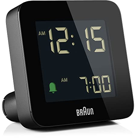 Braun Digitaler Wecker Schlummerfunktion, Negatives LC-Display, Schnelleinstellfunktion, Crescendo-Alarm in Schwarz, BC09B (2 Pack)