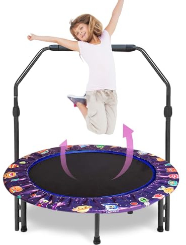 Trampolino per Bambini Ø92 cm, Tappeto Elastico Bambini da Esterno e da Interno, Mini Trampolino Con Corrimano Regolabile E Copertura Imbottita, trampolino elastico Portata Massima 60 kg