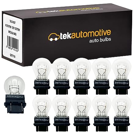 Tek Automotive 180 P27/7W Car Bulbs Brake Light Bulb Tail Light Bulb Reverse Light Bulb Fog Light Bulb Indicator Bulbs 3157 12V 27/7W W2.5x16Q - Box of 10