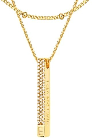 Jenosy Collana Strati per Donne Lettere Collana Personalizzata con Nome E Pendente a Barra Collana Oro 18k Gioielli Di Moda Per Donne Ragazze