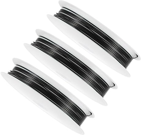 CoCud 3 Stück Kupferdraht 20 Gauge 0,8 mm Durchmesser 2 m Länge Kupfer | rostfreier glatter Perlen-Draht schwarz, für DIY-Bastelarbeiten