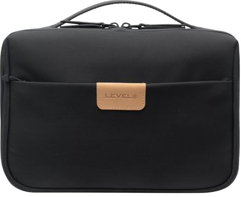 LEVEL8 Kulturtasche zum Aufhängen Reise Kulturbeutel Damen Herren Kinder, Waschtasche Kosmetiktasche mit 360°Drehbare Haken Groß Reisezubehör Kosmetik-Organizer Waschbeutel Tragbar, Schwarz M