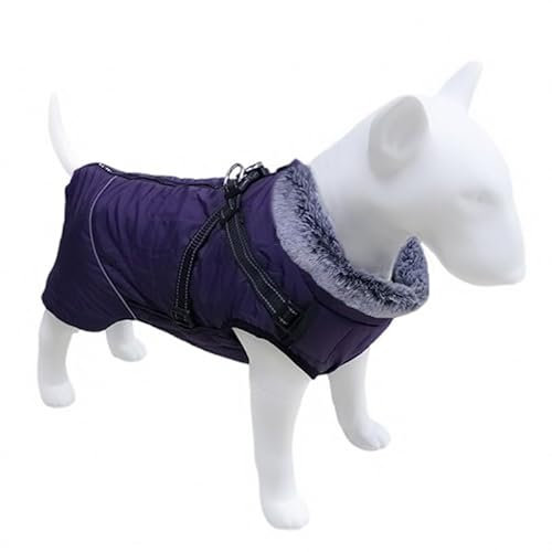 SARUEL Hunde-Wintermantel,Warme,wasserdichte Haustierjacke Mit Fellkragen,Haustierjacke Für Mittelgroße Und Große Hunde,Kleidung,Labrador-Kostüme,Lila,M