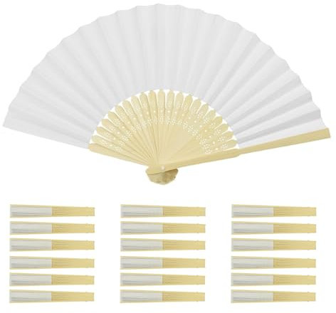 AolKee 64 abanicos boda para invitados, abanico plegable blanco, decoración de Bodas, abanicos de boda, Regalos de Bodas