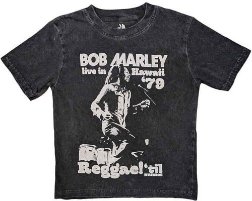 Bob Marley - Hawaii snötvätt t-shirt för pojkar/flickor, Kolgrå, 5-6 År