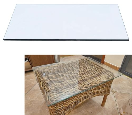 Glasplatte Tisch Glas 8mm Nach Maß Klar - Glasscheibe Rechteckig/Eckig - Tisch Glasplatte Ersatzteil - Langlebiges Klarglas - Sicherheitsglas Glasplatten Nach Maß Als Schutz Transparent(100x50cm)