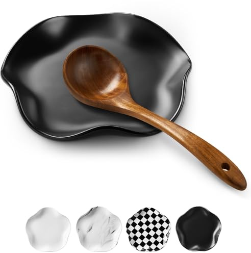 ABRUTY Spoon Rest for Stove Top, Ceramic Spoon Holder for Kitchen Counter, Modern Farmhouse Kitchen Decor Accessories for Spatula, Spoons or Tongs