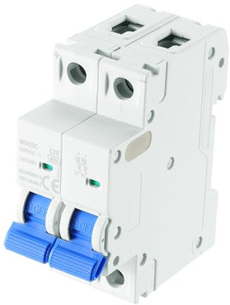 sourcing map 1 interruttore in miniatura 2P 20A DC 500V M80DC DIN montaggio su guida interruttore di scollegamento protezione interruttore termico magnetico per protezione da cortocircuito, blu