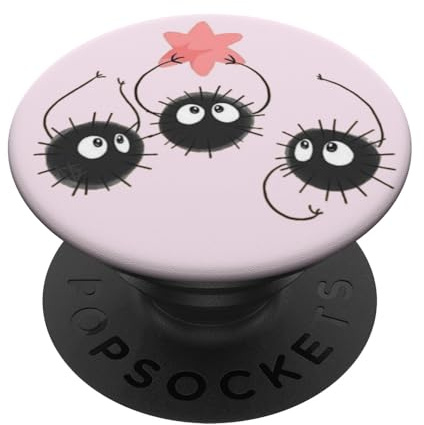 Niedliche Anime Rußmännchen mit pinkem Zuckerstern PopSockets Klebender PopGrip