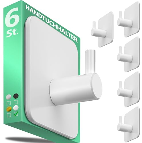 4smile Handtuchhalter ohne Bohren, 6er-Set in Weiß