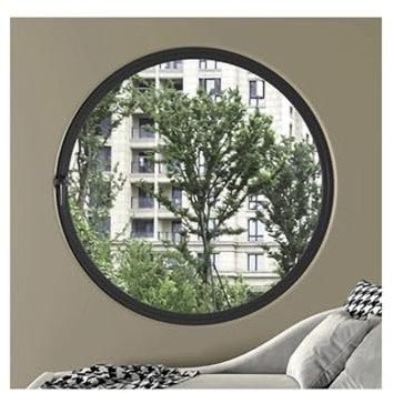 Unterputz-Ersatzfenster aus Metall, runde, um 360° drehbare Lüftungsfenster mit Griffen, gehärtetes Geschäftsglas im offenen Keller for Restaurant-Badezimmerkeller(Black,50cm/20in)