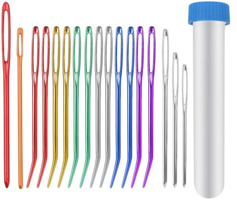 17 Stück Stopfnadeln mit Großem Öhr, Garnnadelset Stumpfe Nadeln mit Großem Öhr Wollnadeln für Garn Gobelinnadel Makrameenadel zum Häkeln Nähen Geschenk (3 Arten)