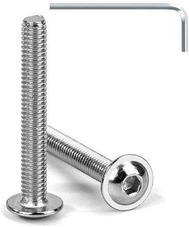 Tunejoy Vis à Tête Bombée avec Bride M4 x 30 mm Vis à Six Pans Creux en Acier Inoxydable A2 V2A Boulons à Tête Hexagonale avec Clé Allen Filetage Complet 20 Pièces