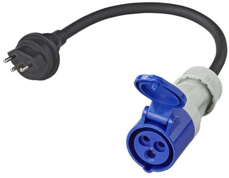 Multibros CEE Adapterkabel 40cm 3x2,5mm² | Schweizer Stecker zu CEE | H07RN-F Neoprenkabel | 10A, IP44, Temperaturbeständig -35°C bis +50°C | H07RN-F 3G2,5mm² Neoprenkabel, IP44, 10 A, -35°C bis +50°C – ideal für Camping & Werkstatt