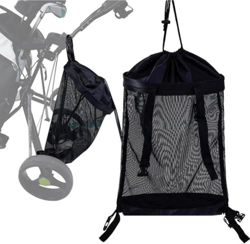 Golftrolley Zubehör Tasche Herren Damen, Golfwagen Zubehör Aufbewahrungstasche, Netz Aufbewahrungsnetz für Golfwagen und Golftrolley, Multifunktionale Golfmobile Zubehör Tasche, 48x40cm
