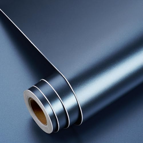 YENHOME Självhäftande tapet mörkblå borstad metall 40 x 500 cm självhäftande möbler blå metall bänkskiva kök sovrum pappersklistermärke dekorativ möbeldekal bord kylskåp garderob vardagsrum