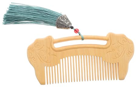 VINTORKY Handmade Boxwood Comb with Ruyi Lock Carved Fine Teeth Wooden Hair Comb for Scalp Massage and Beard Care Suitable for Women and Men Grooming