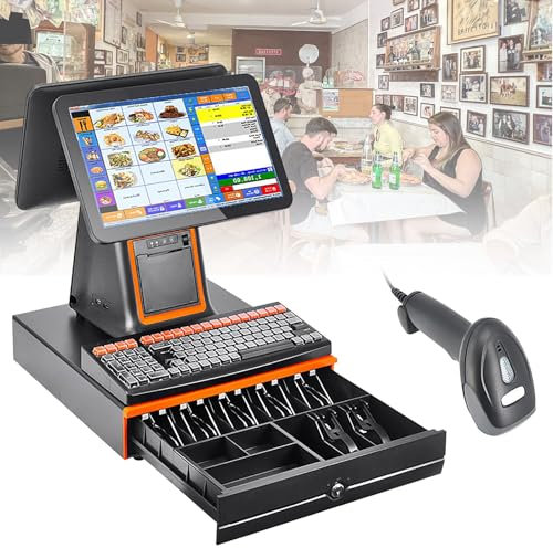 Caisse Enregistreuse électronique avec écran Tactile 15.6, 4GB RAM, 64G SSD, Module Wi-FI, Imprimante Thermique, Caisse Enregistreuse Intelligente pour Restaurant,Black-B