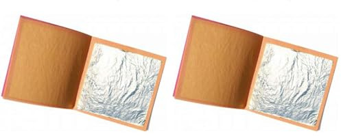 Blattsilber Essbar, 100% Reinheit 999/1000 Essbar, 40mm x 40mm, 10 Stück (Packung mit 2)