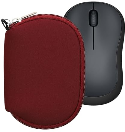 kwmobile Neoprene Case Compatible with Logitech M220 SILENT / M235 / M185 - Case for Mouse Soft Pouch Carry Bag - Bordeaux