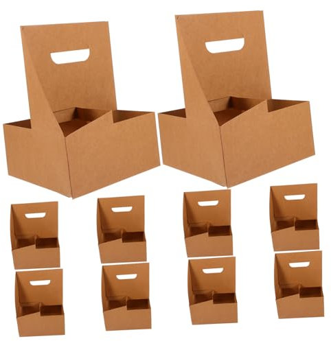 MAGICLULU 10 Piezas Portavasos de Papel Kraft para Cerveza Bandeja Portavasos de Cartón Kraft Asa para Reparto para Food Trucks