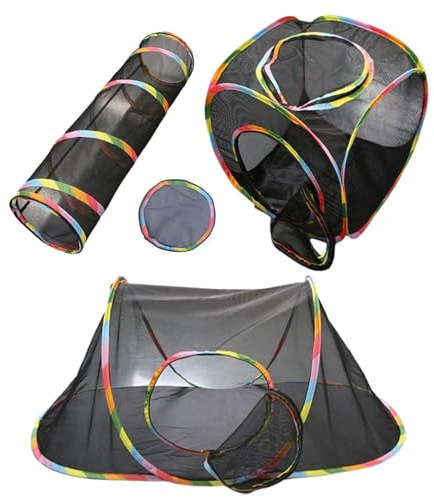Atmungsaktives Netzzelt | Outdoor Katzenzelt mit Tunnel | Mesh Katzentunnel | Tunnel Outdoor Mesh | Faltbares Geschlossenes Laufstall Kätzchen Spaß Spielhaus Design für Welpen