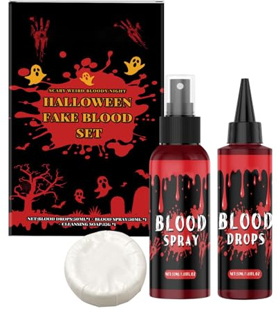 Davivian Falskt blod - hemoglobin makeup kit, flytande tvål rengöring ansikte makeup för zombie vampyrdräkter herr dam