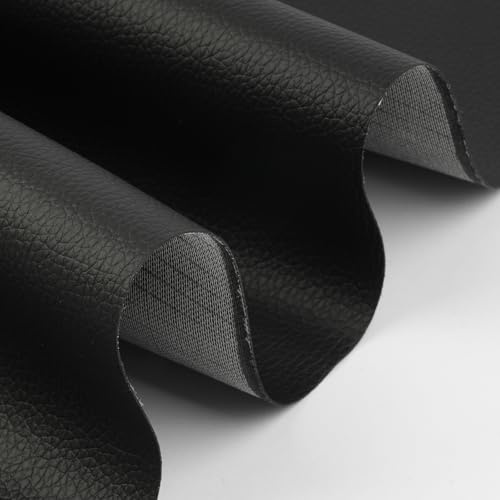 Kunstleder Meterware,100cm x 140cm Polsterstoff,Wasserdicht Leder Stoff | Gekörnt Lederimitat für Sofas Stühle Taschen Kleidung Accessoires Nähen Reparatur(Schwarz)