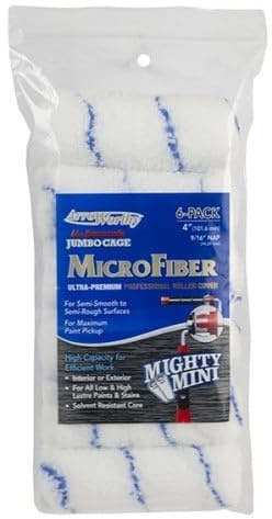 Arroworthy 4 x 9/16 Nap Microfiber Mini Roller Sleeves Push Fit - 6 Pack (for USE with Push FIT Barracuda Frames ONLY)