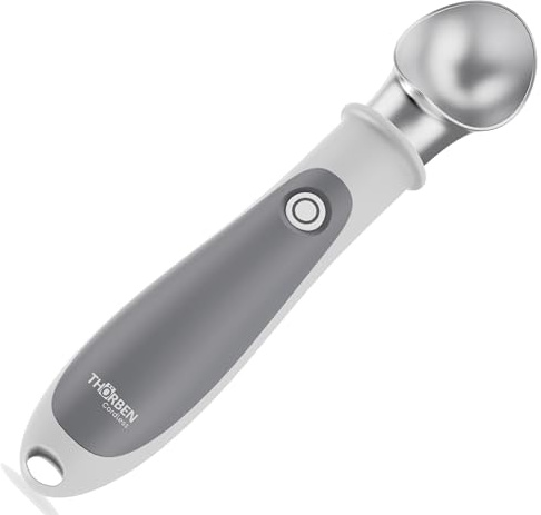 Thörben Cuchara de Helados Eléctrica Calentada, Recargable USB-C, Cuchara de Helados Con Doble Nivel de Calor 45°C y 60°C Para Tomar Helado Fácil y Sin Esfuerzo, Materiales Grado Alimenticio