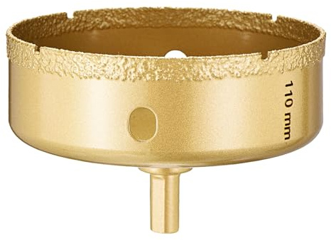PATIKIL 4-5/16 Diamond Hole Saw 110mm 3-Flat Shank Gold Tone | Diamond Tip Hole Cutter for Hand Drilling Ceramic Porcelain Marble Tiles Stone Brick Hard Material