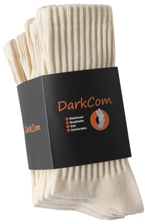 DarkCom Striped Crew Socks Seamless, or Solid Cotton Tube Socks, Casual Comfort 5 Pairs for Women and Men