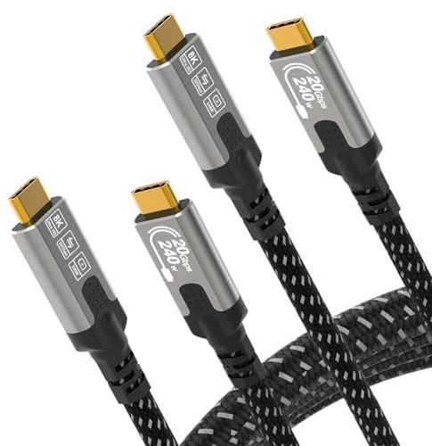 CABLAPTOP [Lotto da 2 cavo usb type-c 1 metro,Cavo USB C 3.2 Gen2x2, 20Gbps Cavo Dati Type C, Monitor Cavo USB C a USB C,8K@30Hz, 4K@144Hz tipo C, 240W,USB C per Thunderbolt 4, MacBook Pro,Dock, SSD