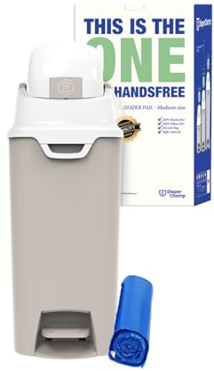 DIAPER CHAMP ONE Medium Handsfree mit Pedal - Windeleimer - geruchsdicht - berührungslose Bedienung - OHNE Nachfüllkassetten - für normale Müllbeutel - für ca. 45-50 Windeln (beige)