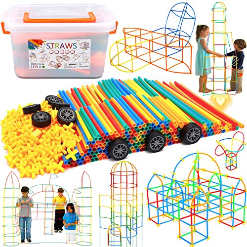 Purpledi 500pcs Konstruktionsspielzeug Baustein - Kreative Verbindungsbausteine Spielzeug für Jungen & Mädchen, STEM Lernspielzeug, Geeignet für Kinder ab 3 4 5 6 7 8 Jahren (A)