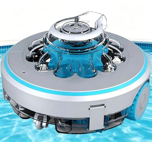 Aspirapool Ricaricabile Automatico - Pulitore robotico Senza Fili con Batteria da 4000 mAh, Pulizia Subacquea Intelligente per Piscine Fuori Terra Fino a 540 Piedi Quadrati