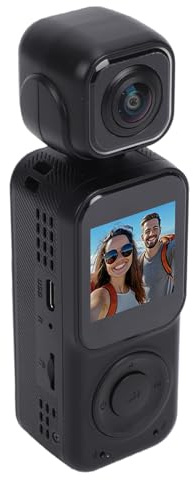 Tbest Videoregistratore Portatile 4K 12MP Dual Lens Rotazione di 180 Gradi WiFi Fotocamera Sportiva Portatile per Esterni