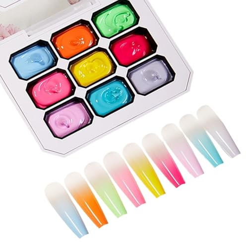 Gel per pittura unghie - Kit di polimerizzazione LED UV a 9 colori, set di gel artistici sfumati senza strofinamento | Smalto per disegno manicure fai-da-te, vernice per unghie a lunga durata per uso