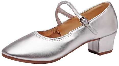 Genérico Zapatos de Baile Tradicionales de tacón Grueso, Zapatos de Novia, Bailarinas de tacón de Bloque, Elegantes, con Hebilla