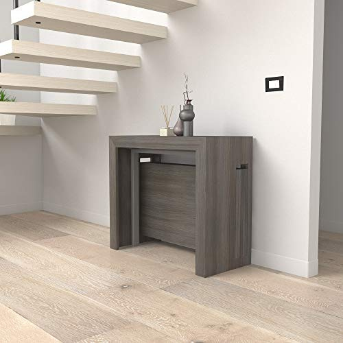 VE.CA - Table Console Mercurio - Extensible - avec Support de rallonge - Couleur : Chêne Gris - Dimensions : de 40 à 300 cm - Cuisine, Décoration - Made in Italy