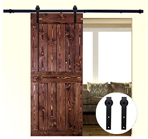 LWZH 11FT/335 cm Schiebetürbeschlag Set Barn Door Hardware Kit Laufschienen für Schiebetür Hängeschiene Schiebetürsystem