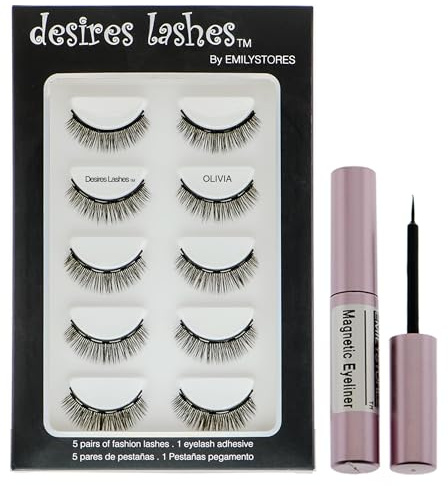 Magnetic Eyelashes 3D Natural Magnet Faux Lashes Multipack 5Pairs, (02Olivia)